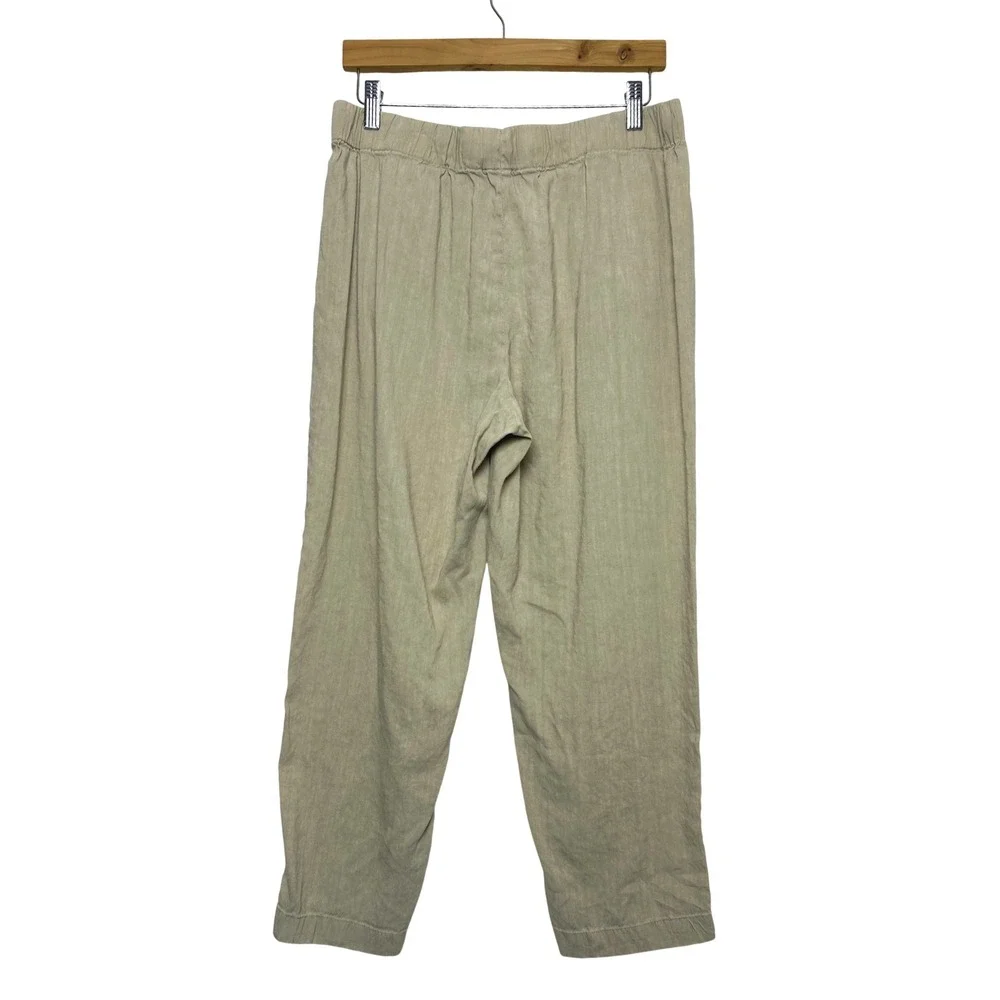 Aritzia BABATON Day Linen Blend Lounge Pants Womens L Tan Pockets jogger elastic